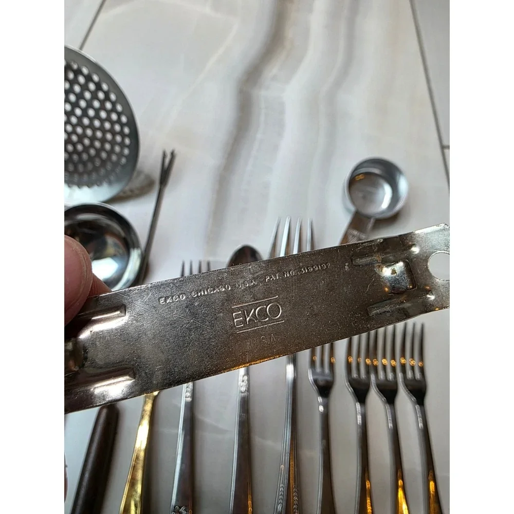 Vintage Kitchen Utensil Lot‎ Ekco Can Piercer Pfaltzgraff Flatware Stainless A3
